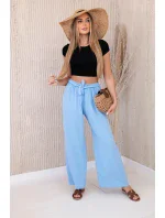 Kalhoty s širokým pasem modrý Kalhoty s širokým pasem modrý