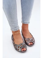 Vzorované baleríny s odkrytými prsty stříbrné Calgis