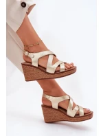 Dámské sandály na klínu Sergio Leone SK223 zlaté Dámské sandály na klínu Sergio Leone SK223 zlaté