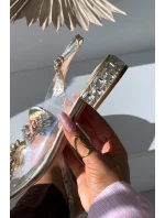 Průhledné sandály s mašlí D&A MR52-231 zlaté