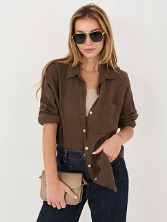 MI košile KS 2337.18 tmavě hnědá