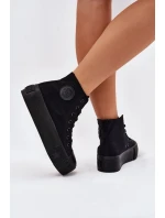 Dámské plátěné tenisky na platformě Big Star – černé