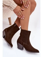 Dámské semišové “kovbojky” na sloupku – čokoládové Dylira