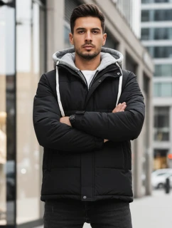 Pánská prošívaná zimní bunda s kapucí černá FashionStreet TX5104