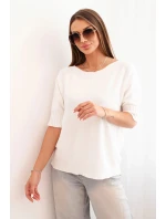 Dámský svetr z viskózy s krátkým rukávem ecru Dámský svetr z viskózy s krátkým rukávem ecru