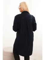 Dámská košilová šaty Plus Size s delším zadním dílem a ohrnovacími rukávy granátová