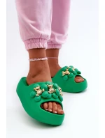 Dámské Pěnové Pantofle S Ozdobami Na Hrubé Podrážce Zelené Bremavia Dámské Pěnové Pantofle S Ozdobami Na Hrubé Podrážce Zelené Bremavia
