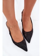 Krajkové Lodičky Sandály S Odkrytou Patou Černé Lisaviela
