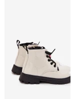 Zateplené dětské lakované kotníkové boty s přezkou Medvídek Bílá Jovellea