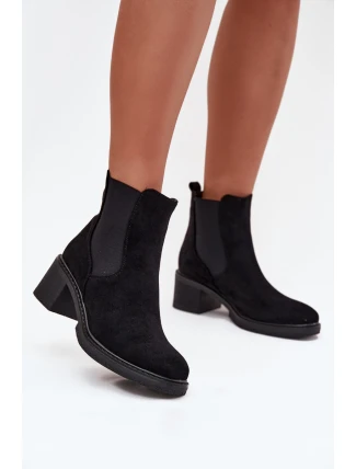 Dámské kotníkové boty na kostičkovém podpatku Luvina – černé Dámské kotníkové boty na kostičkovém podpatku Luvina – černé