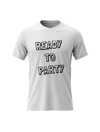 Dámské bavlněné tričko s potiskem - READY TO PARTY - bílé