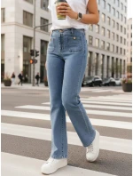 Dámské džíny s vysokým pasem a širokými nohavicemi modré FashionStreet UY2867