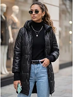 Dámská prošívaná přechodová bunda s kapucí, černá, FashionStreet TY5787 Dámská prošívaná přechodová bunda s kapucí, černá, FashionStreet TY5787