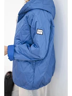 Dámská jarní prošívaná bunda s kapucí a zipem tmavě džínová