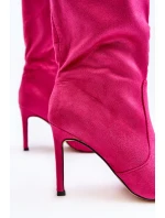 Dámské polobotky do půlky lýtek na jehle fuksiová Odetteia