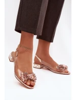 Průhledné sandály s mašlí D&A MR52-231 růžové zlato