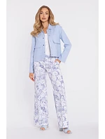 M909 Zkrácená bunda na knoflíky s klopami - světle modrá M909 Zkrácená bunda na knoflíky s klopami - světle modrá