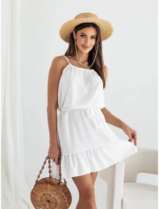 Dámské šaty v ecru barvě s volánkem (652) Dámské šaty v ecru barvě s volánkem (652)