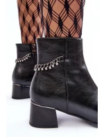 Kožené boty s nízkým podpatkem černé Rennie