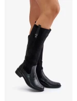 Dámské Zateplené Kozačky Pod Kolena Na Zip Černé Ivasira