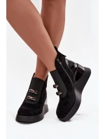 Dámské kotníkové boty na platformě D&A – černé