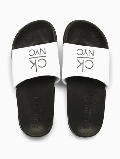 Pantofle KW0KW01054-YCD černobílá - Calvin Klein