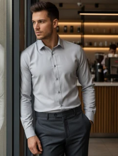 Pánská elegantní košile světle šedá FashionStreet DX2434