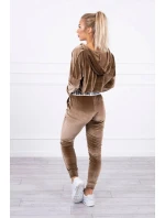 Velurová souprava s kapucí hnědá Velurová souprava s kapucí hnědá