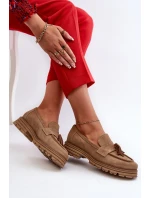 Zazoo 3469 Dámské semišové mokasíny s řasami béžové Zazoo 3469 Dámské semišové mokasíny s řasami béžové