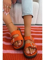 Dámské pantofle oranžové s přezkami Oliena