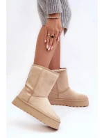 Béžové dámské boty do sněhu Abrams s kožíškem