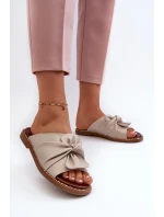 Dámské pantofle na plochém podpatku Béžová Nelvira
