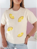 Dámský oversize svetr s citrony Lemon beige FashionStreet MY2476