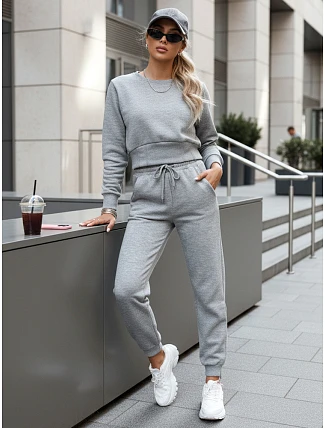 FashionStreet dámská světle šedá tepláková souprava AY1160
