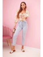 Dámská španělská halenka s květinovým vzorem, dlouhý rukáv yellow