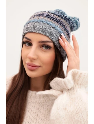 Čepice s fleecem Krystyna K207 mořská+šedá