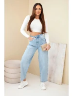 Dámské džíny s vysokým pasem a volnou nohavicí