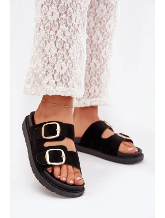 Dámské Sandały Na Platformě Se Zlatými Přezkami Černé Verena