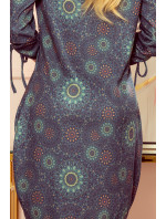 SOPHIE - Pohodlné dámské oversize šaty se vzorem zelených mandal 281-5