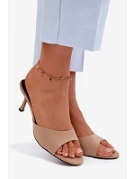 Dámské sandály na podpatku látkové Béžové Selmira