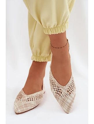 Dámské béžové ploché sandály Plecione Lelrene