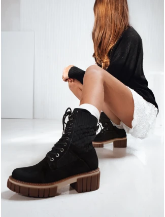 Dámské šněrovací boty černé FashionStreet ZY1239 Dámské šněrovací boty černé FashionStreet ZY1239