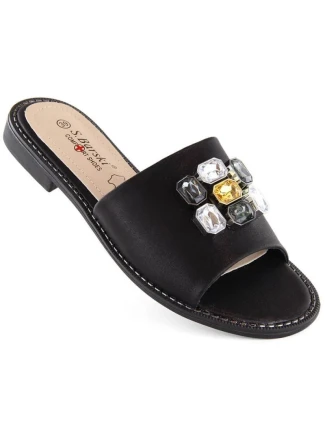 S.Barski W OLI262A žabky se zirkony černé S.Barski W OLI262A žabky se zirkony černé