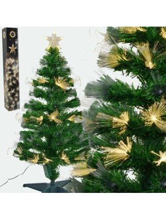 DEKORATIVNÍ VÁNOČNÍ STROMEK Z OPTICKÝCH VLÁKEN TEPLÁ BÍLÁ 90CM