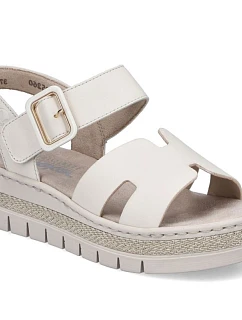 Béžové dámské sandály na platformě Rieker V4952-60