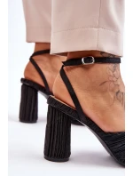 Módní Sandály S Mašlí Na Podpatcích Černe Callum