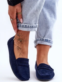 Dámské semišové mokasíny modré Lenvie