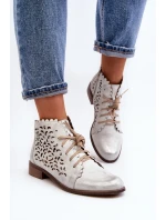 Zazoo 2871 Dámské Botky Šněrovací Stříbrné