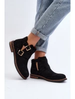 Dámské boty na ploché podrážce s pásky černé Melviana