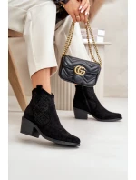 Děrované Kozačky Na Zip Eko Semišové Černé S.Barski HY42-944